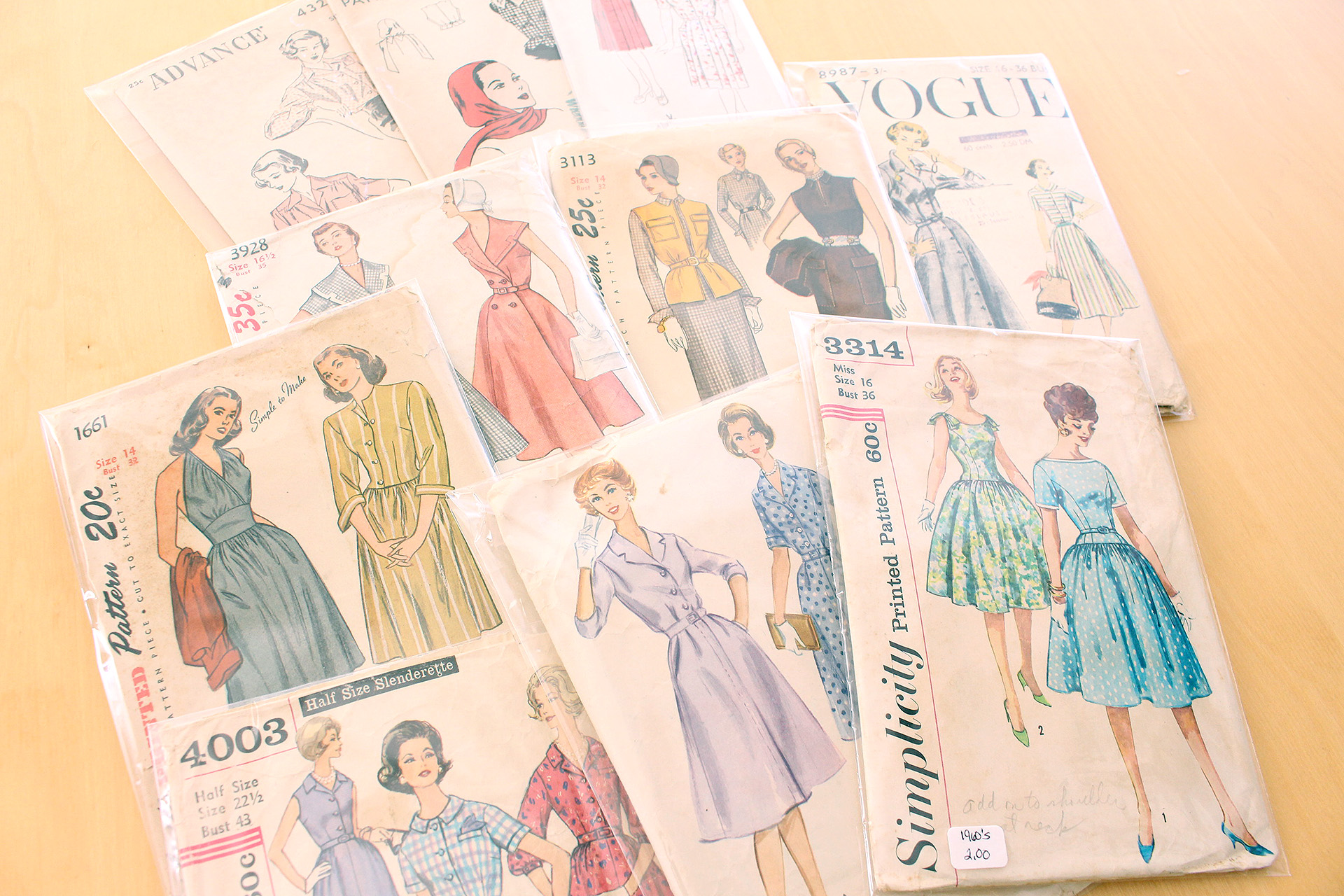 Collection of vintage patterns from the Vintage Fashion Fair, September 2016 Sewing Pinup Haul | @vintageontap