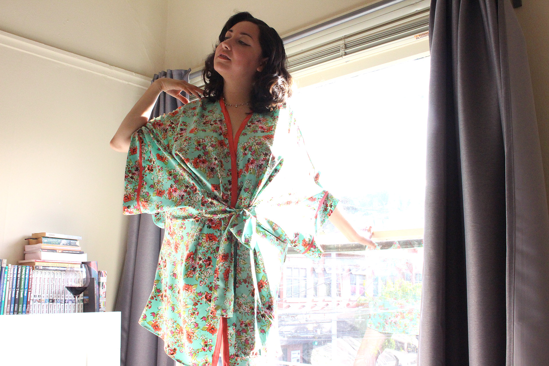 Learn how to sew a robe, have a completed Seamwork Almada Robe! | @vintageontap