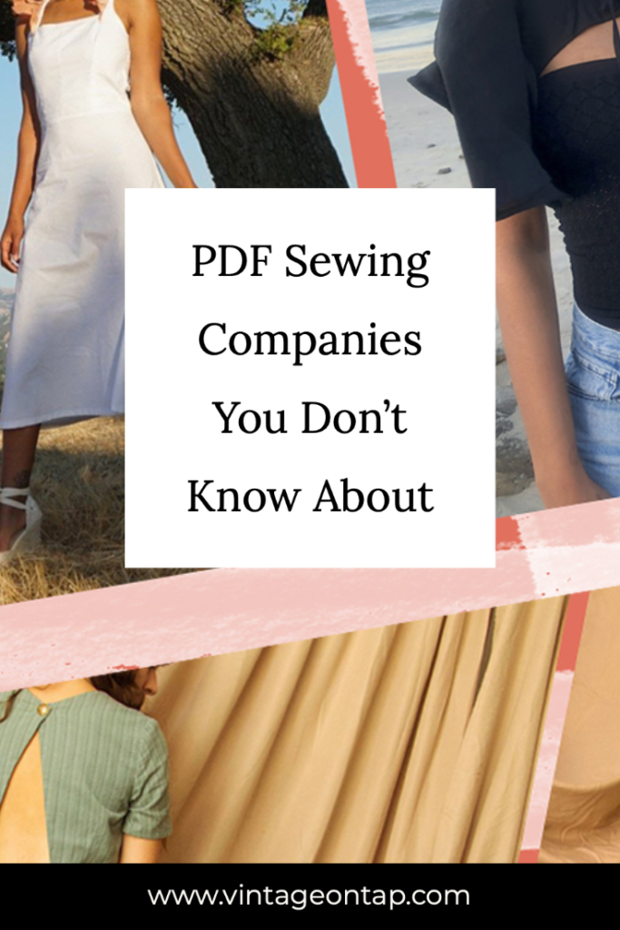 PDF Sewing Companies You Don't Know About Pinterest image, with a collage of up-and-coming designers